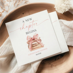 Ett nytt kapitel börjar Rosa Bow Bokar Baby Shower Pappersservett