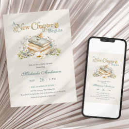 Ett Nytt Kapitel Börjar Rustik Boktema Baby Shower Inbjudningar