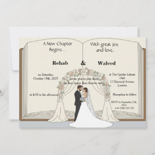 Ett Nytt Kapitel Börjar Sagohochzeitsinbjudan Inbjudningar