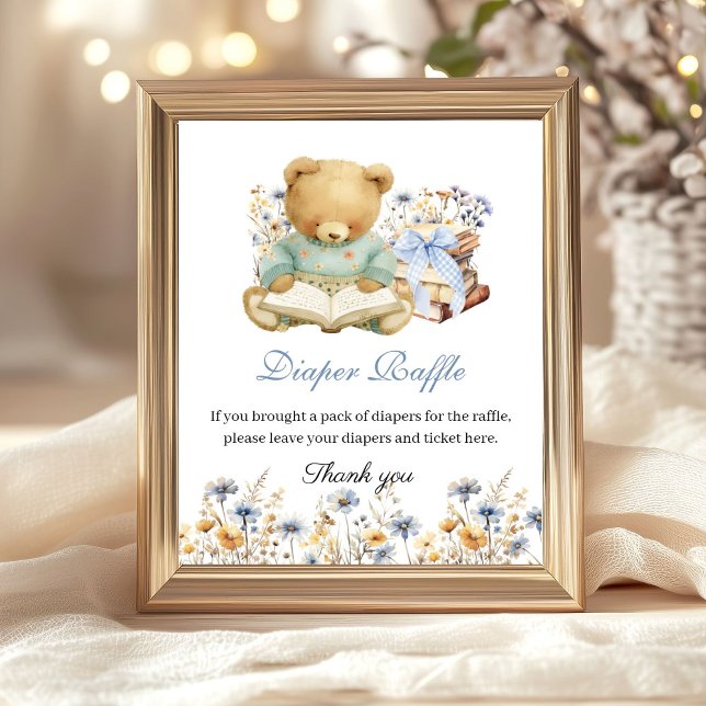 Ett Nytt kapitel Börjar Snart Böcker Blöja Lotteri Poster (A new Chapter will soon Begin Baby Shower Sign)