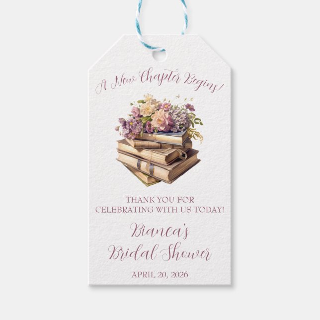 Ett Nytt Kapitel Börjar! Vårblommig Bröllopsfest Presentetikett (Framsidan)