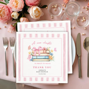 Ett Nytt Kapitel Börjar Vintage rosa Baby Shower Pappersservett