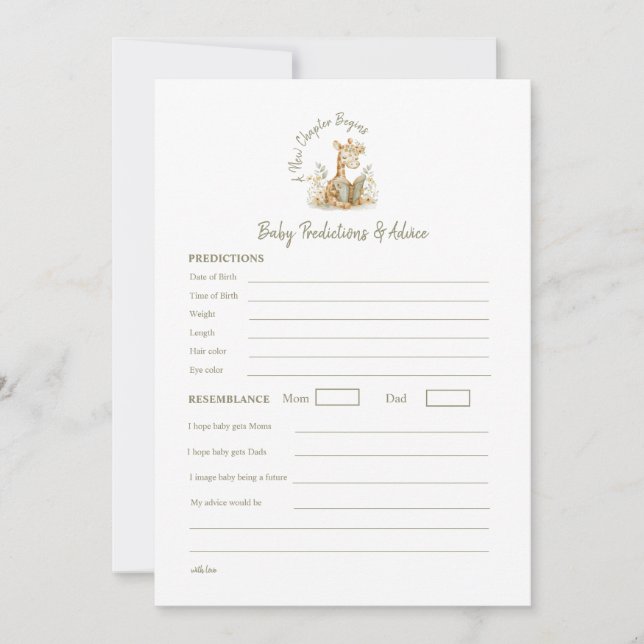 Ett nytt kapitel inleds i bedömningsspelet baby inbjudningar (Framsida)