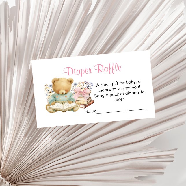 Ett Nytt Kapitel Kommer Snart Diaper Raffle-kort Tilläggskort (A chapter new begin soon books, baby shower girl diaper raffle enclosure card)