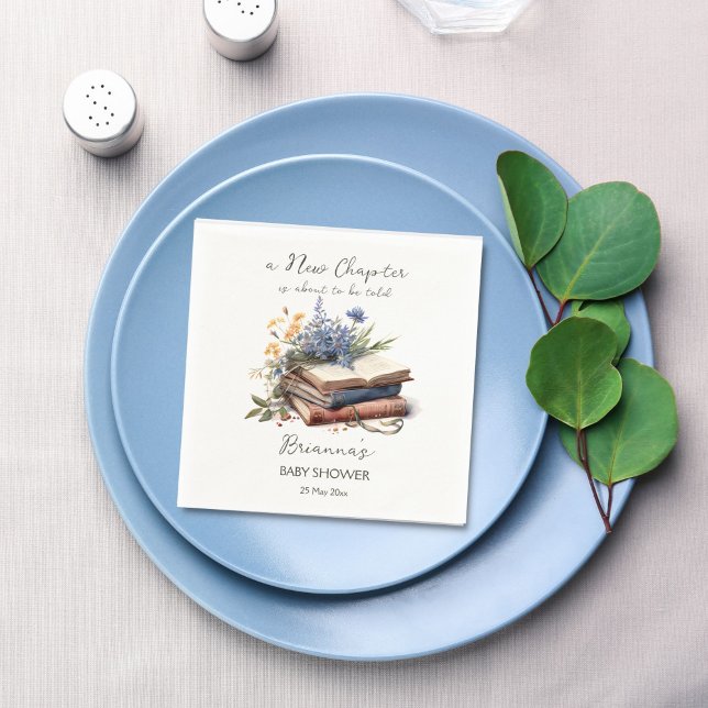 Ett nytt kapitel om bok babydusch pappersservett (A new chapter story book baby shower monogram printed napkins personalized tableware table decor)