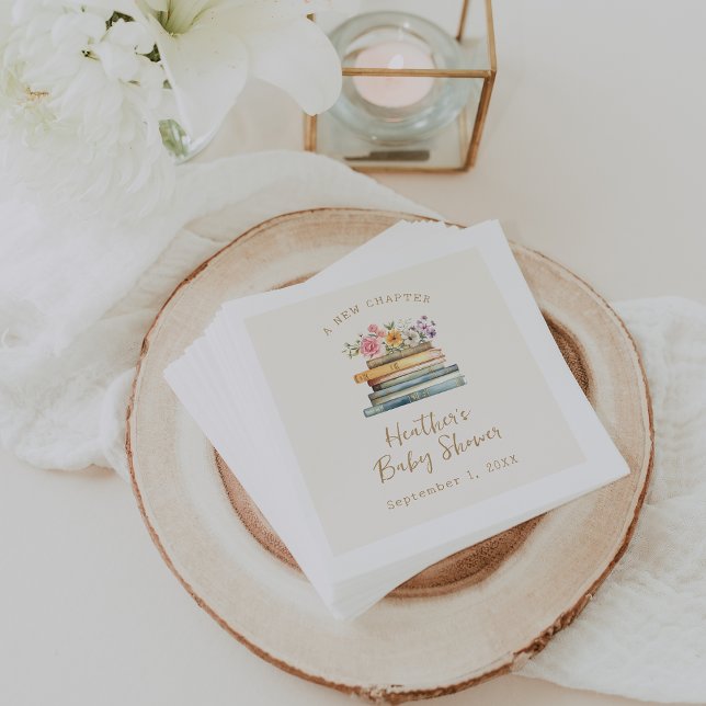 Ett nytt kapitel Wildblomme Bokar Baby Shower Pappersservett (A New Chapter Wildflower Books Baby Shower Napkins by Painted Paperie
)