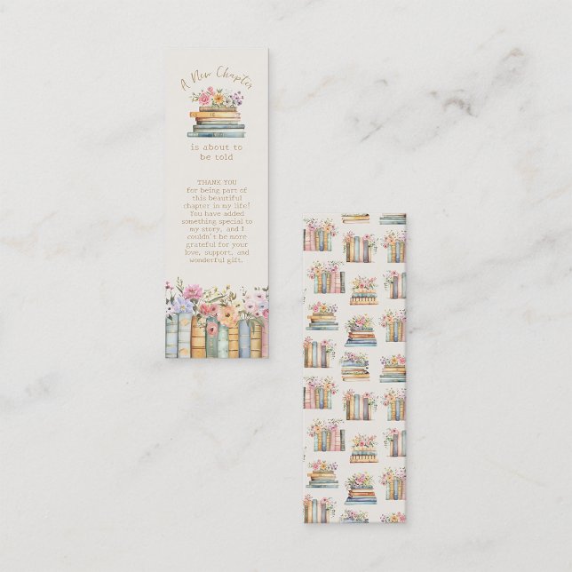 Ett Nytt Kapitel Wildflower Bok Bokmärke Förmån Mini Visitkort (A New Chapter Wildflower Book Bookmark Favor Mini Business Card by Painted Paperie
)