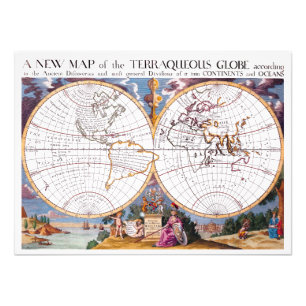 Ett nytt Karta i den terraquous Globe Photo Print Fototryck