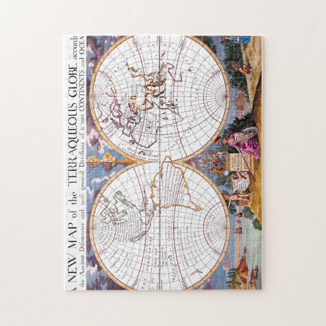 Ett nytt Karta i det Terraquous Globe Puzzle Pussel (Vertikal)
