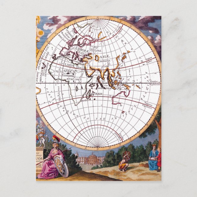 Ett nytt Karta i det Terraquous Globe-vykortet Vykort (Framsida)