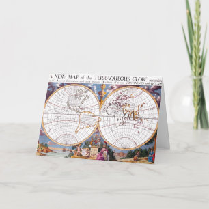 Ett nytt Karta på det terraquous Globe-hälsningsko Kort