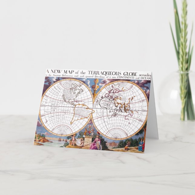 Ett nytt Karta på det terraquous Globe-hälsningsko Kort (Framsida)