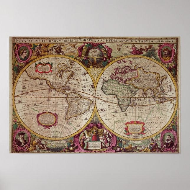 Ett nytt land och Vatten Karta i hela jorden Poster (Framsidan)