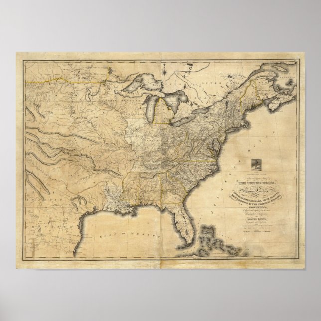 Ett nytt och korrekt karta i Förenta Stater Poster (Framsidan)