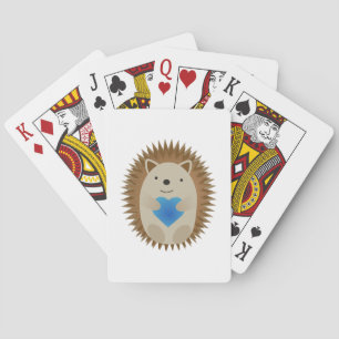 Ett obehagligt Hedgehog som kramar ett blått hjärt Casinokort