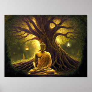 Ett ögonblick av upplysning: Buddha Meditation Poster