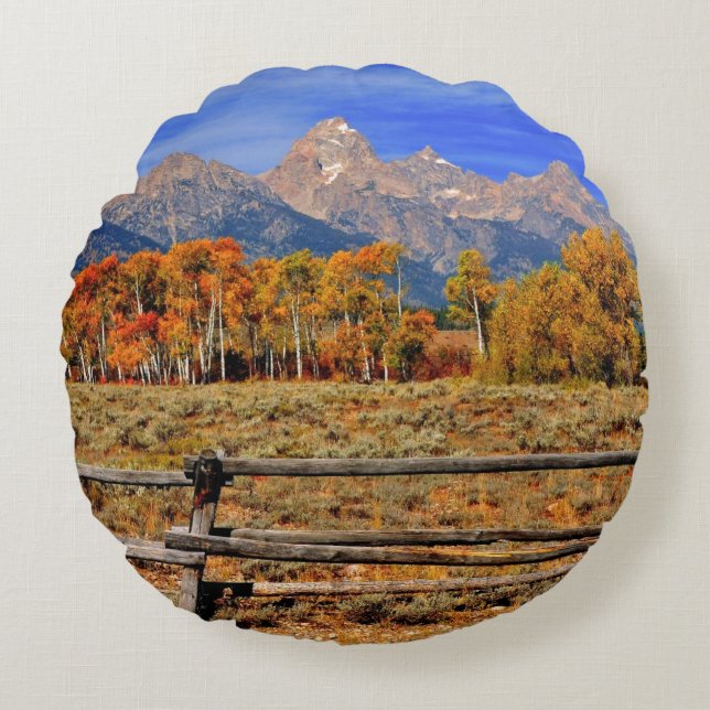 Ett ögonblick i Wyoming i höst Rund Kudde (Framsidan)