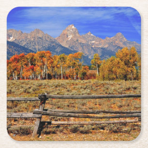 Ett ögonblick i Wyoming i höst Underlägg Papper Kvadrat