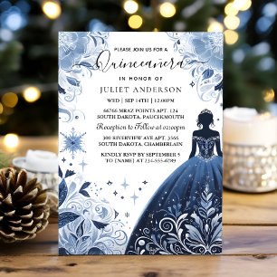 Ett Ombre ivory Ice Himmel Guld Royal Blue Quincea Inbjudningar