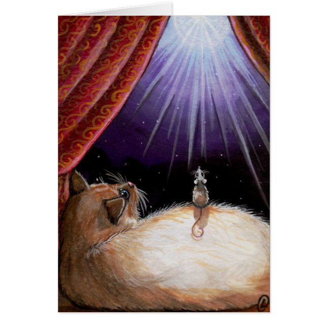 Ett ÖNSKANDE kort för STJÄRNAkattmus (Framsidan)