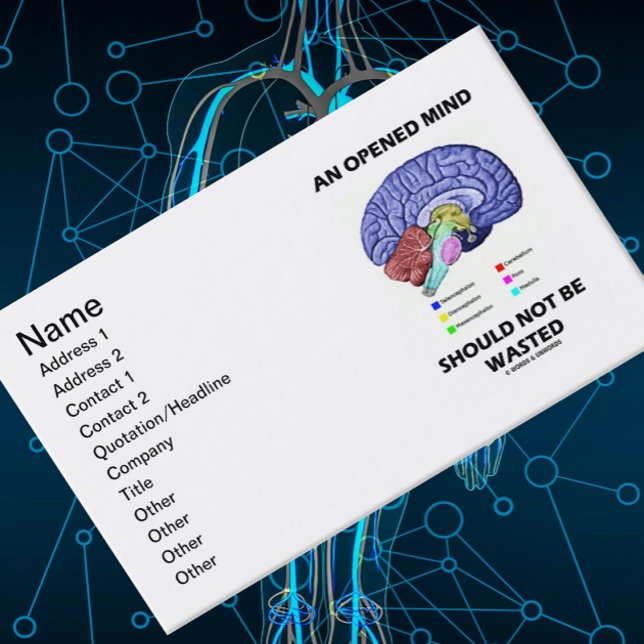 Ett öppet sinne ska inte Slösas (Brain Humor) Visitkort (No need to be a teacher or neuropsychologist to enjoy these anatomical brainy business cards!)