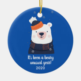 Ett ovanligt år, roligt björn 2020-jul julgransprydnad keramik