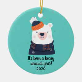 Ett ovanligt år, roligt björn 2020-jul julgransprydnad keramik