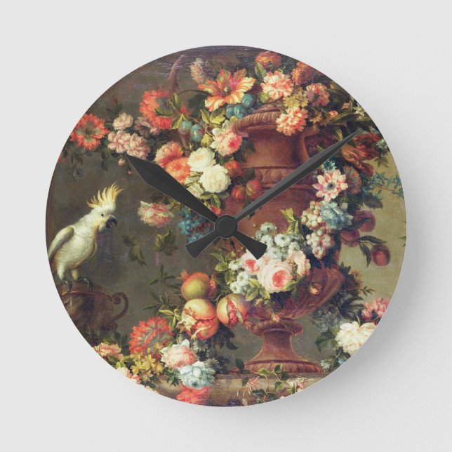 Ett överflöd av frukt och blommor rund klocka (Framsida)