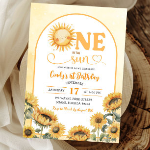 Ett på Sol sommar Sunshine First Birthday Inbjudningar