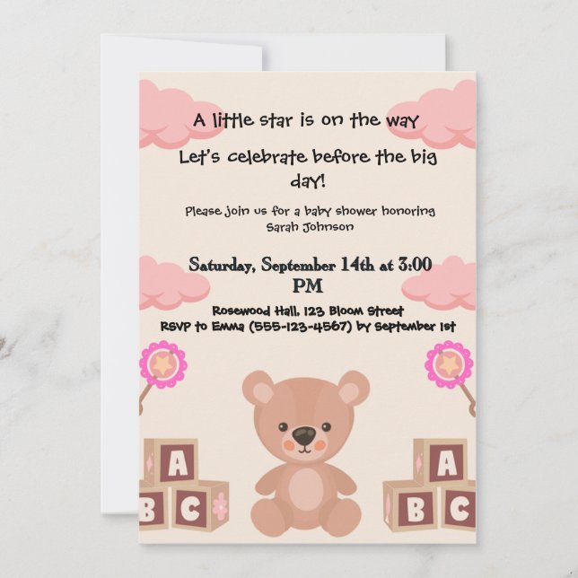 Ett paket med Joy Awaits, inbjudningar till babydu (Framsida)