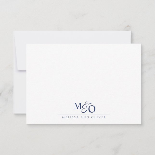 Ett par Ampersand Blue Monogram Anteckningskort (Framsida)