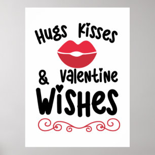 Ett par Art Hugs Kisses och Valentine Önskemål Poster