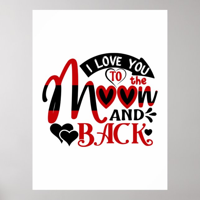 Ett par Art I Kärlek till Måne Poster (Framsidan)