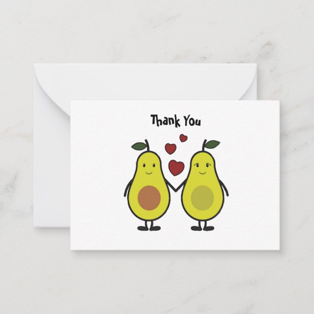 Ett par Avocado-tackkort Anteckningskort (Framsida)