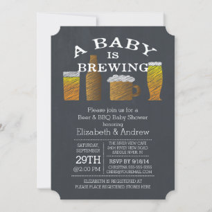 Ett par Baby Brewing Barbecue-babyskor Inbjudningar
