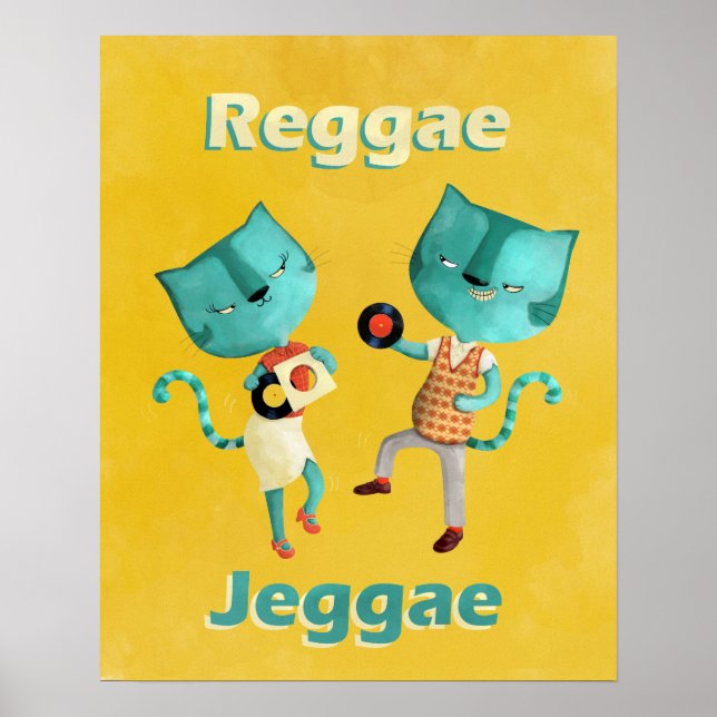 Ett par blåa Reggae-katter Poster (Framsidan)