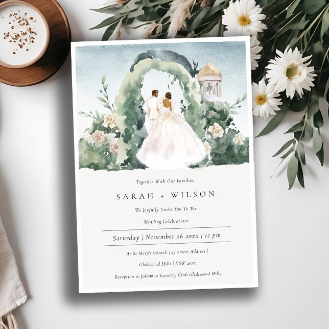 Ett par Blommigtar Garden Arch Botanical Wedding B Tack Kort (Skapare uppladdad)
