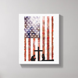 Ett par bönder i Kor. Flagga, Jesus bakgrund Canvastryck