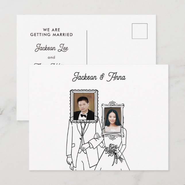 Ett par bröllop-foto är unikt vykort (Fram/baksida)