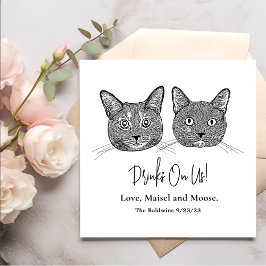 Ett par Cat Hand Teckning Personlig dricker på mig Pappersservett