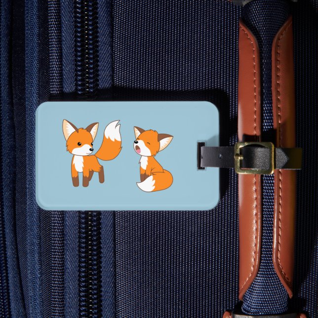 Ett par Cute Little Fox på Blue Bagagebricka (Framsida Insitu 4)