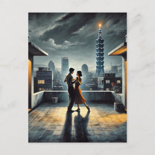 Ett par dansande med Taipei 101 Vykort