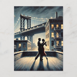 Ett par dansar med Brooklyn Bridge Vykort