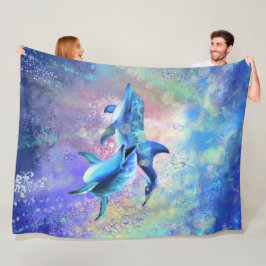 Ett par delfiner i Fleece Blanket