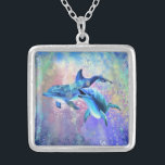 Ett par delfiner i Necklace Silverpläterat Halsband<br><div class="desc">Delfiner - Necklaces Gift - MIGNERAD målardesign</div>
