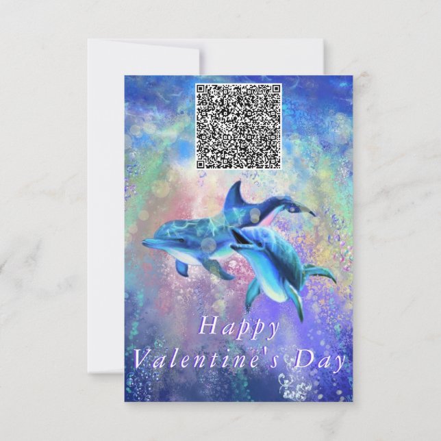 Ett par Dolphin Valentine-dagskort din QR-kod Kort (Baksida)