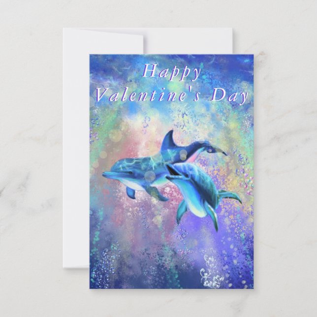 Ett par Dolphin Valentine Day Card - jag Kärlek di Kort (Framsida)
