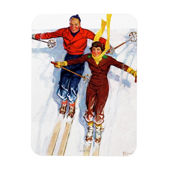 Ett par Dowhill Skiing Magnet (Vertikal)