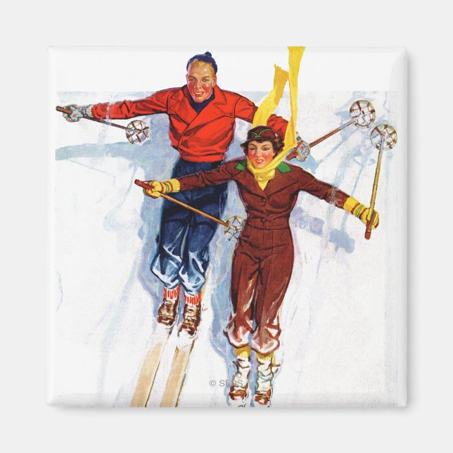 Ett par Dowhill Skiing Magnet (Framsidan)