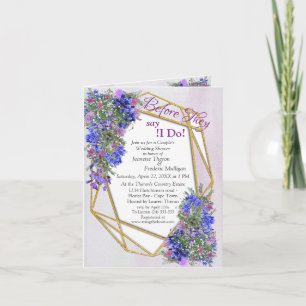 Ett par duschar för geometriska Guld och lavender- Inbjudan